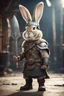 Placeholder: portrait of cute fast historic strong viking rabbit with horned viking helmet & boots holding ornate viking sword in fallout 4 setting, bokeh, downlight, prize winning, depth of field, in the style of ivo caprino