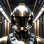 Placeholder: star wars bald male corellian pilot wearing pearlescent black and gunmetal grey First Order special forces armor and helmet with gold trim inside the jedi temple, centered head and shoulders portrait, hyperdetailed, dynamic lighting, hyperdetailed background, 8k resolution, volumetric lighting, light skin, fully symmetric details