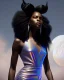 Placeholder: Portrait of beautiful black woman with long flowing black hair, in holographic dress with star in her hands, elegant, intricate, highly detailed, digital painting, artstation, concept art, sharp focus, cinematic lighting, pencil illustration by Roberto Ferri and artgerm and greg rutkowski, wlop