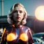 Placeholder: Ultra Realistic retro sci-fi movie explosion Supermarket parking scene, 1960 year, waist up view portrait, blonde woman, sweet scarlet Johansson face, perfect iris, glow eyes, face makeup, tight latex coat; many people looking, Retro sci-fi style, soft color, highly detailed, unreal engine 5, ray tracing, RTX, lumen lighting, ultra detail, volumetric lighting, 3d, finely drawn, high definition, high resolution.