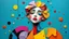 Placeholder: Inspired by frakenthaler Vibrant, abstract, whimsical, Full figure, head girl, white granite thought-provoking, balanced, funky, energetic, decorative, dramatic, surrealistic, cheerful, ornamental, handcrafted by geacometticonnection through vibrant abstraction, blending individuality and unity. Fragmented forms and bold colors symbolize emotional complexity, inviting reflection on relationships, communication, and the beauty of shared understanding. Kusuma. geometric,