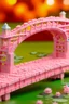 Placeholder: A light pink mystical bridge made out of candy painted by Georges Seurat