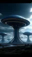 Placeholder: futuristic base of aliens in the clean sky