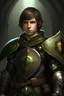 Placeholder: immagine fantasy chierico con occhi verdi capelli corti marroni, armatura, con mazza e uno scudo