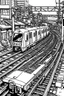 Placeholder: Tokyo train tracks, line arts, manga style