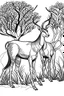 Placeholder: Outline art, antelopes standing in the bush, full body, cartoon style, black and white, low detail, no shading, --ar 9:11