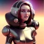 Placeholder: black long hairs smiling spacegirl top on Mars