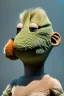 Placeholder: Realistic image, portrait, hybrid made up of a woman's body and a muppet's head mask ,concept art, smooth, unreal engine 5, god lights, ray tracing, RTX, lumen lighting, ultra detail, volumetric lighting, 3d, finely drawn, high definition, 4k.