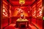 Placeholder: A dark orangish red Chinese fiery panda restaurant designed in Chinese paper art