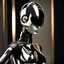 Placeholder: female humanoid robot, beautiful like a supermodel from the sixties, beautiful eyes, sexy, helmut newton