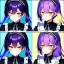 Placeholder: Clear focus, 8k, high quality, detailed, beautiful lighting, vibrant colors, purple hair, vibrant golden eyes, black and blue maid outfit, maid, nervous, detailed background