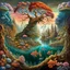 Placeholder: Imaginary landscape trees. . And he sells. Meh. lake.Underwater ornamental fish perfect anatomy, fantasy, vibrant digital art professional award winning masterpiece, oil on canvas Atmospheric extremely detailed Josephine Wall