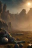 Placeholder: A wasteland, 8k, bas-relief, extraterrestrial, eerie, jagged rocks, plants, cinematic 4d, Steven Spielberg