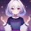 Placeholder: Clear focus, High resolution, A anime kid, cute, rough line skecth, hard shading, stars around 1girl, short dark cyan hair, fluffy short fluffy cut, purple eyes