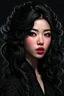 Placeholder: portrait of a fantasy asian goth woman with wavy black hair, fantasy style, realistic style, highly intrictae details, high quality, 8k