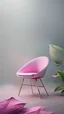 Placeholder: photoreal of chair on a leaf in a misty pink plain