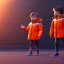 Placeholder: 3d render, Willem dafoe toddler, full body, orange puffer jacket, dramatic lighting, volumetric lighting, concert background, hyper realistic, unreal engine 5, 8k, UHD,