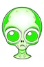 Placeholder: Just an alien head with a white background. cartoon style . For children