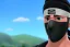 Placeholder: Kakashi Hatake, Shinobi, white tall hair, black face mask, black leaf ninja headband, Left eye red, Green military-style vest,