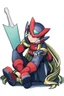 Placeholder: Megaman Zero, Sitting, HD, Clean, Anime Art Style