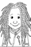 Placeholder: Coloring page for toodlers, with a cute rastaman, very Bold outlines and white background, minimal number of elements, very simple, very thick outlines