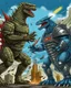 Placeholder: robo Godzilla fighting vs robot king kong