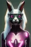 Placeholder: Medium Close Up Portrait, Front image. cyberpunk, rabbit mask, british woman, long hair. Latex suit army. Pink, white, color. Playboy style. Color background, photo studio. Avatar image, highly detailed, concept art, smooth, unreal engine 5, ray tracing, RTX, lumen lighting, ultra detail, volumetric lighting, 3d, finely drawn, high definition, high resolution.