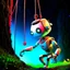 Placeholder: portrait of a cute chat robot swinging in a rope in an underground grove, in the style of dali, 8k, down-light, soft light, depth of field, photo realism, trending on art station, high detail,