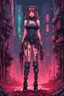 Placeholder: Girl cyberpunk, fullbody, behind blood guts rising from the ground, 8bits, pixel art,