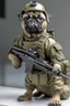 Placeholder: pug soldier with rilfe M4 with helmet ready to go to war realistic