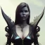 Placeholder: Lara Flynn Boyle as evil queen in black leather, leather, busty, cleavage, angry, stern look. character design by cory loftis, fenghua zhong, ryohei hase, ismail inceoglu and ruan jia. unreal engine 5, artistic lighting, highly detailed, photorealistic, fantasy