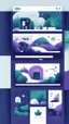 Placeholder: illustrations with a simple art style that show home page use dark blue-purple and green 00FF00