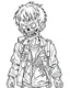 Placeholder: outline art for zombie boy coloring page, Japanese manga style, cartoon style, cute face, white background sketch style, full body is a must, only use outline, clean line art, no shadow, bold outline