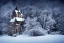 Placeholder: castle on a snow capped mountain, abstract, dark, forest, medieval