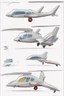 Placeholder: ideation aeroplane airmed inspired by shark with side view, quarter view and front view