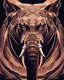 Placeholder: An animal’s head combining an elephant, a tiger and a fox