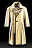 Placeholder: Men's Superman's Zeta1 Winter trenchcoat elegant inspired by Superman's emblem design beige tones with dual color on a white background, product catalog photography, soft spot lighting, depth of field, 4k –ar 3:5 –q 2