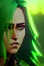 Placeholder: a beautiful girl with green to yellow hair, digital art, masterpiece, trending on artstation