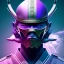 Placeholder: samurai purple masked villain in galaxy, teal and purple smoke, detailed, realistic, 4k