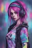 Placeholder: make an cyberpunk emo girl wearing tiedye