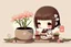 Placeholder: contented cute chibi girl making ikebana