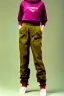 Placeholder: year 1994 women fashion. "summer combat suit trouser" with low waist, baggy, Combat pants, t-shirt and interesting hoodie with high tippet integrated to bolero. Colors: denim blue, blue, purple, khaki, "light and bright green", lilac, plum, orange, terracotta, red, pink, dark blue, beige. Women models. Starling pattern prints.Jennifer Lopez, Gwyneth Paltrow, . Big tennis shoes on. Cargo pants.