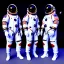 Placeholder: Members of a rock band performing while wearing spacesuits