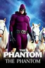 Placeholder: Movie Poster - ((("THE PHANTOM"))), extremely thick, muscular, 6'6'' 18-year-old Billy Zane with extremely exaggerated muscles as the Phantom, long-sleeved, textured, padded purple cotton bodysuit with skintight, formfitting textured purple cotton cowl with ((black eye mask)) and widow peak, black gloves and wrist gauntlets, black boots, double holstered utility belt, skull-shaped belt buckle, glowing, white eyes, standing next to his white horses, captured in a breath-taking explosion of color,