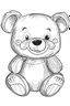 Placeholder: Outline art for coloring page, RAD HAPPY TEDDY BEAR, coloring page, white background, Sketch style, only use outline, clean line art, white background, no shadows, no shading, no color, clear