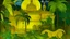 Placeholder: A yellow palace with glowing light dragons painted by Paul Gauguin