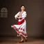 Placeholder: azeri female with traditional silck dance clothing,midi skirt dance shoes