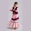 Placeholder: full body 7years old girl ,simple background, full body of very pretty little girl in azeri dance wearing A underdress or shirt, often made of silk,A fitted, often velvet or brocade, jacket worn over the shirt.Wide, bell-shaped skirts are worn, often long and layered to create beautiful movements while dancing, with a long lace scarf at back of her head ,with pretty shoes,in relax pose looking at camera.