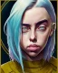 Placeholder: Billie Eilish, washes in the bathroom