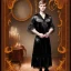 Placeholder: Russian shorthair beautiful 20-years guy boyish boylike wide hips in black girlish lacy nightgown in kitchen